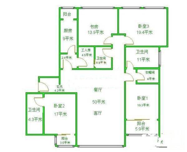 海润国际4室2厅3卫229㎡户型图