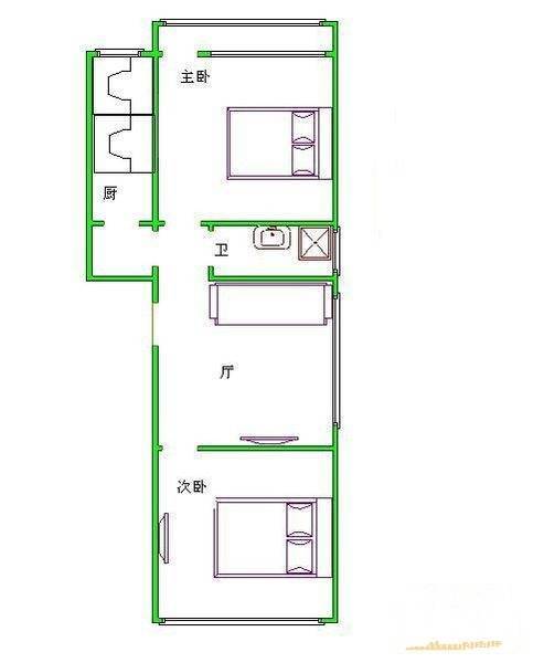 邮科社区2室1厅1卫60㎡户型图