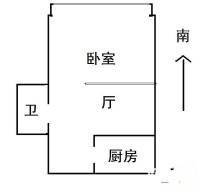 邮科社区1室1厅1卫50㎡户型图