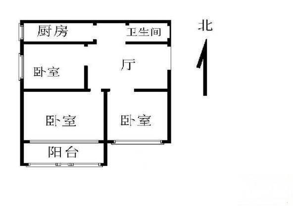 青塔秀园3室1厅1卫77㎡户型图