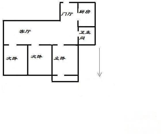 青塔秀园3室1厅1卫77㎡户型图