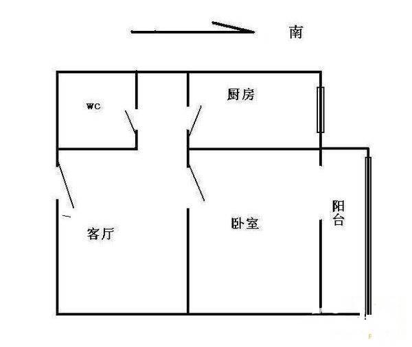 青塔秀园1室1厅1卫54㎡户型图