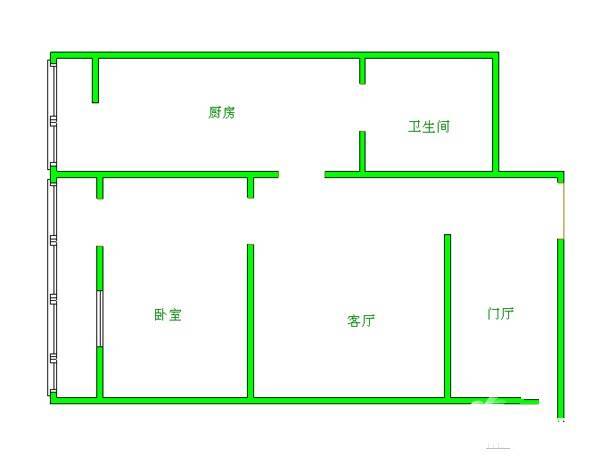 西宏苑1室1厅1卫54㎡户型图