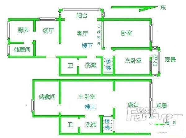 紫竹院甲3号3室2厅1卫138㎡户型图