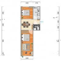 霞光里2室0厅0卫55㎡户型图