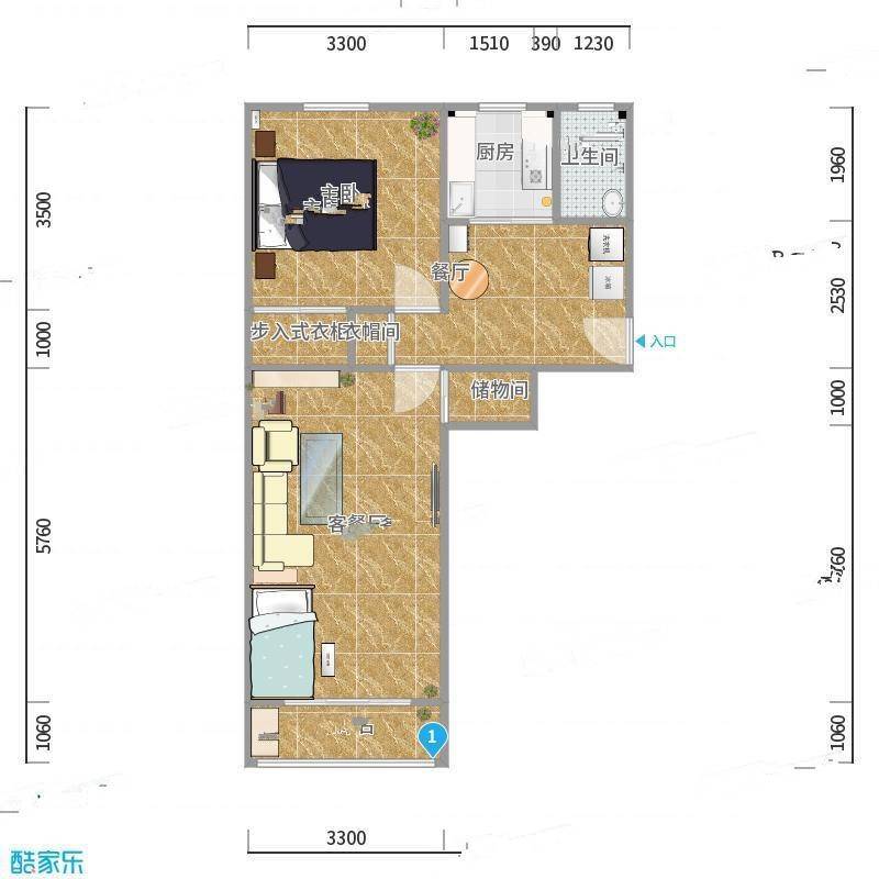 柳芳南里1室0厅0卫66㎡户型图