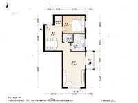 团结湖北头条1室2厅1卫58.2㎡户型图