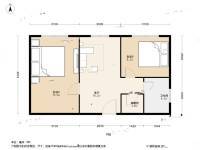 团结湖北头条2室1厅1卫56.6㎡户型图