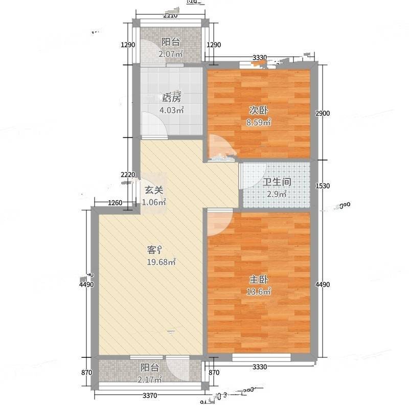 双柳巷小区2室0厅0卫66㎡户型图