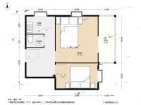 惠新西里2室1厅1卫48.8㎡户型图