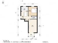 北苑村1室2厅1卫53.2㎡户型图