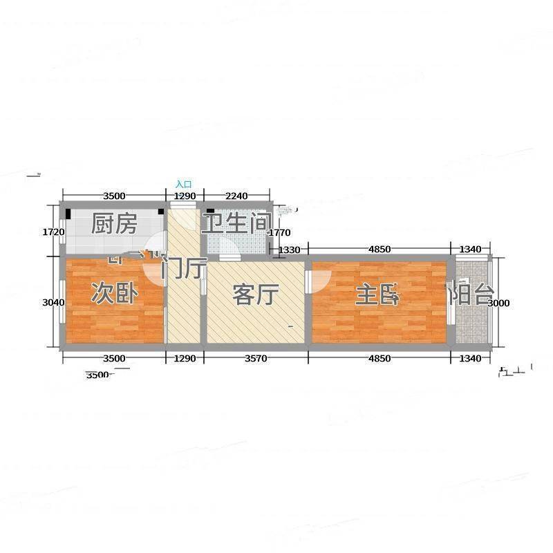 八里庄北里1号院2室0厅0卫60㎡户型图