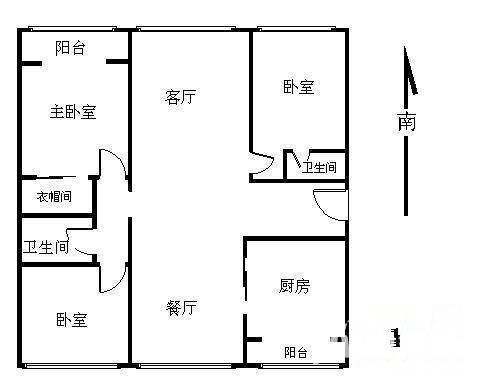 东旭花园公寓3室2厅2卫130㎡户型图