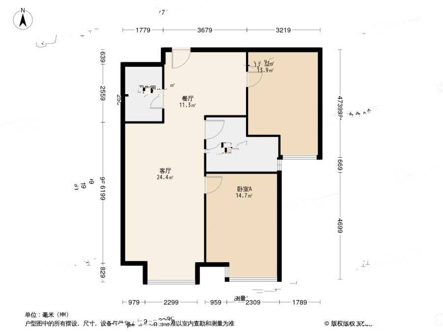 融景城东区2室1厅1卫88㎡户型图