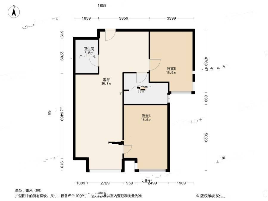 融景城东区2室1厅1卫88㎡户型图