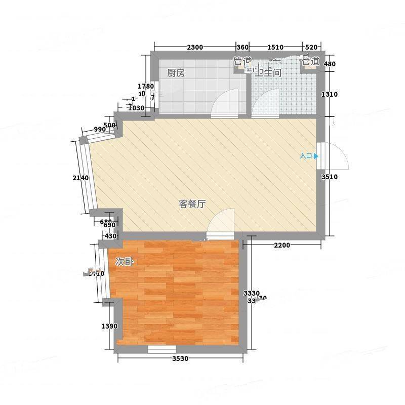 兴华公寓1室0厅0卫46㎡户型图