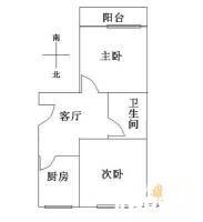 海淀南路小区2室1厅1卫65㎡户型图