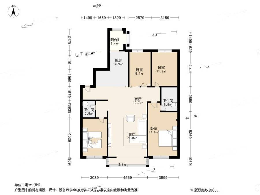 涧桥泊屋4室2厅2卫183㎡户型图