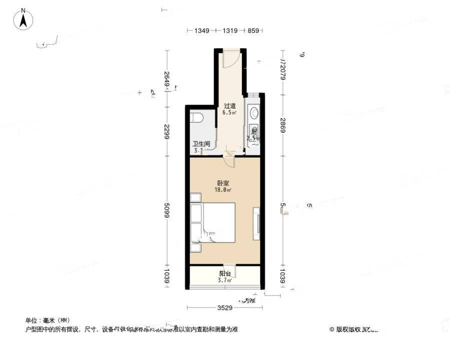 安装宿舍1室0厅1卫40㎡户型图