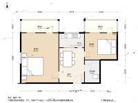 安装宿舍2室1厅1卫64.3㎡户型图