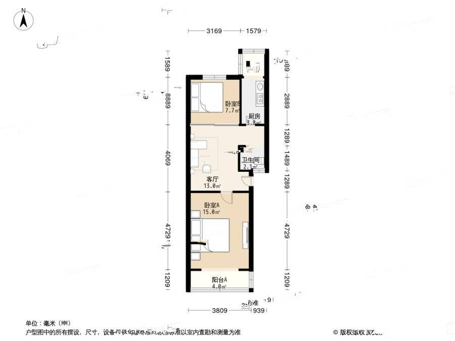 科源小区2室1厅1卫60㎡户型图