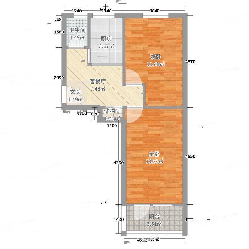 志新村2室0厅0卫52㎡户型图