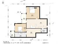 怡清园2室1厅1卫121.8㎡户型图