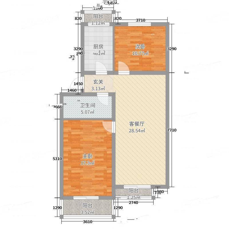 龙禧苑2室0厅0卫92㎡户型图