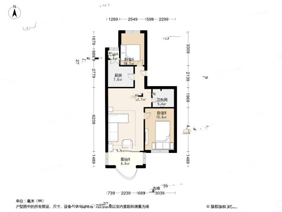 胜利嘉园一期2室1厅1卫92㎡户型图