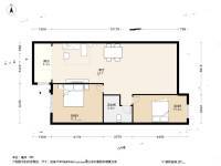 中上园5号院2室1厅1卫90.7㎡户型图