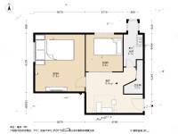 玉带河西街2室1厅1卫55.3㎡户型图