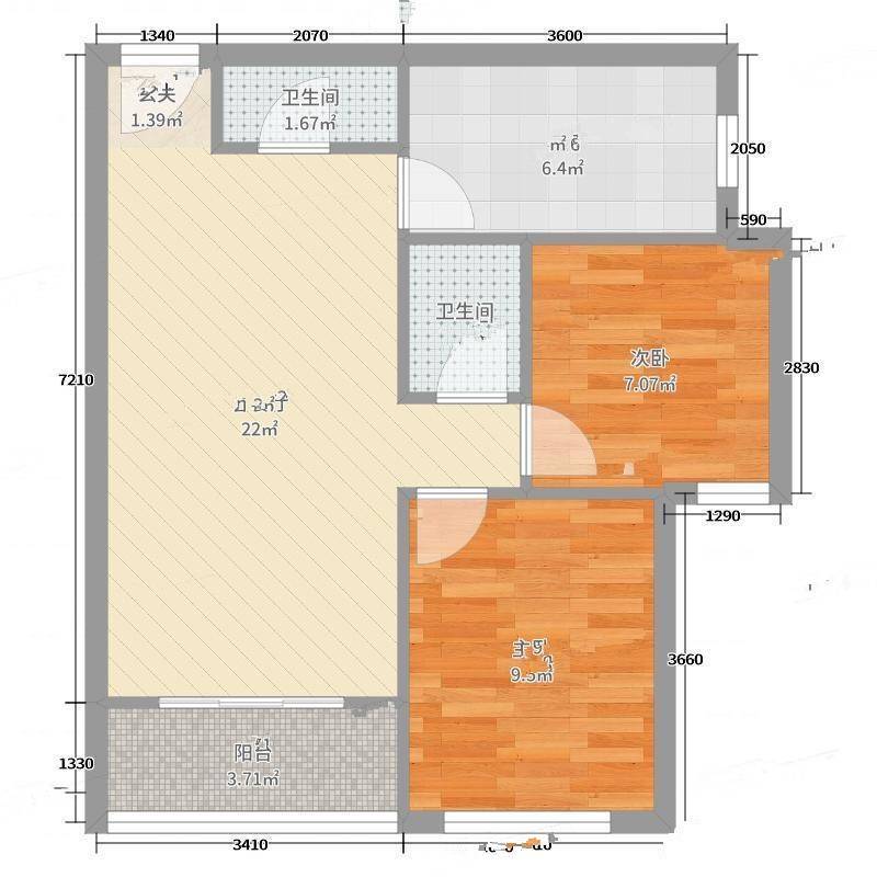 北潞芳家园2室0厅0卫66㎡户型图