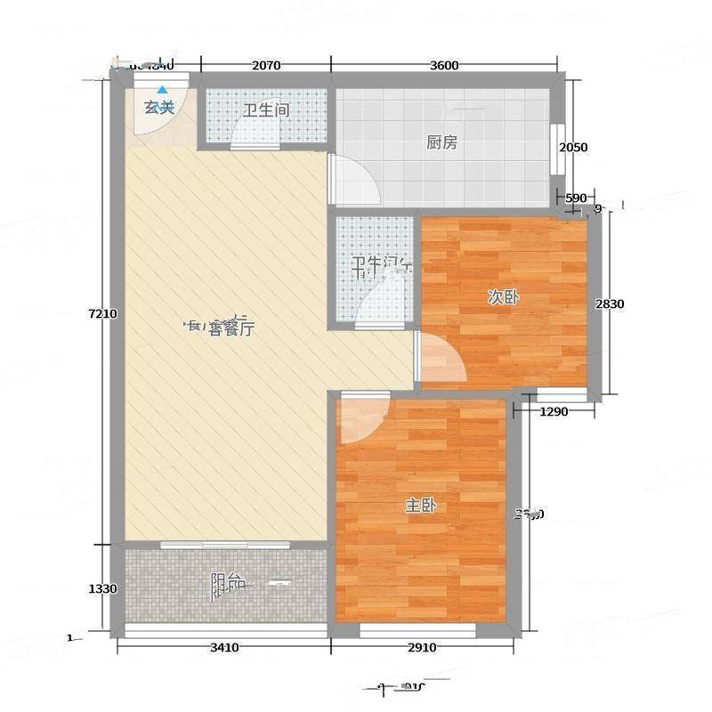 北潞芳家园2室0厅0卫72㎡户型图