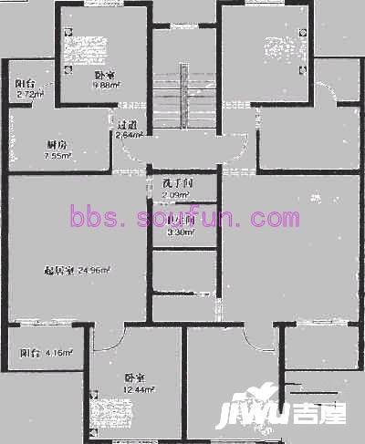 北潞春家园2室1厅1卫67㎡户型图