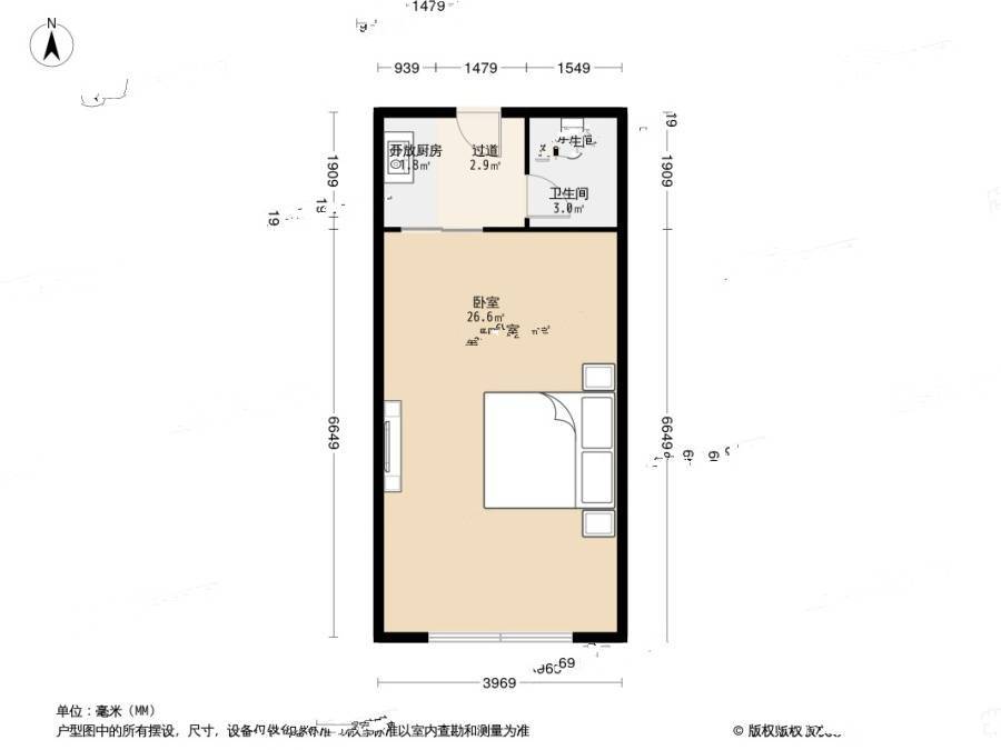 伟业嘉园1室0厅1卫46㎡户型图