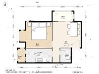 滨河西区皓月园1室1厅1卫53㎡户型图