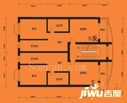 朝阳新城1室2厅1卫71㎡户型图