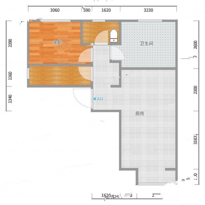 北苑家园望春园1室0厅0卫56㎡户型图