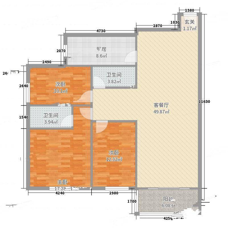 北苑家园清友园3室0厅0卫140㎡户型图