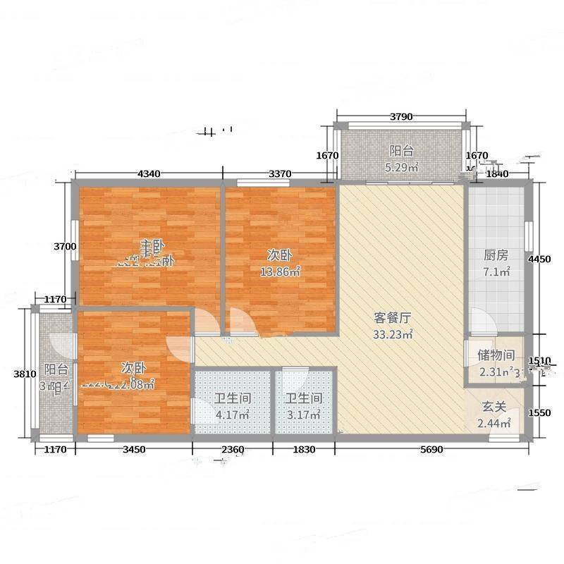 北苑家园清友园3室0厅0卫125㎡户型图