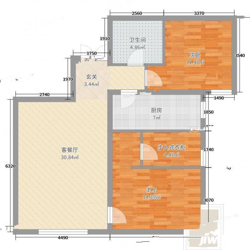 北苑家园清友园2室0厅0卫91㎡户型图