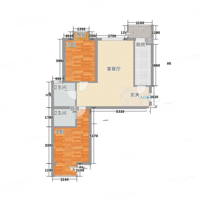 北苑家园清友园2室0厅0卫94㎡户型图