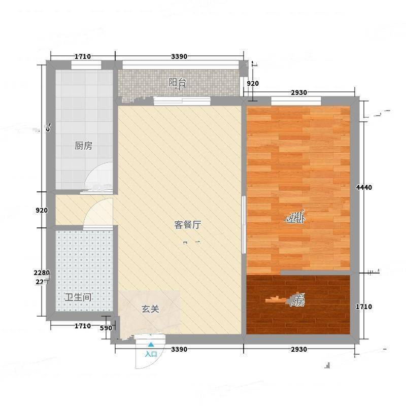 北苑家园清友园1室0厅0卫66㎡户型图