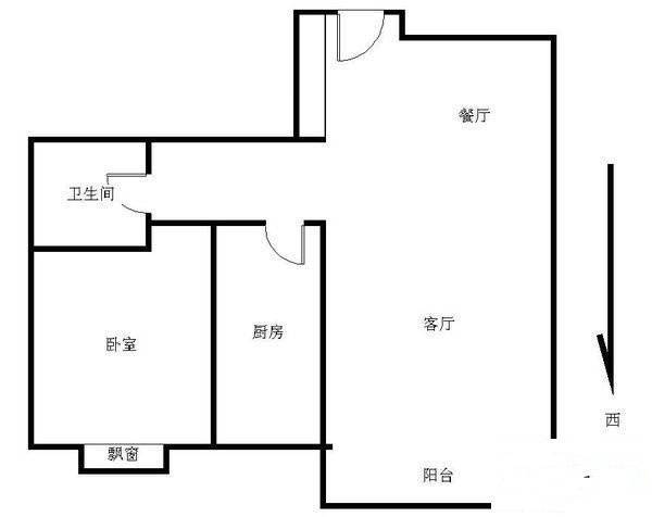 中信城三期1室1厅1卫66㎡户型图