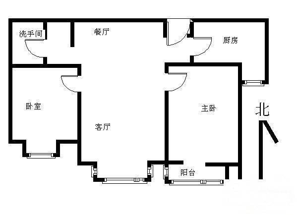 中信城三期2室2厅1卫90㎡户型图