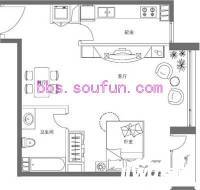 华贸国际公寓1室2厅1卫65.9㎡户型图