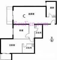 兴隆家园2室1厅2卫125.9㎡户型图