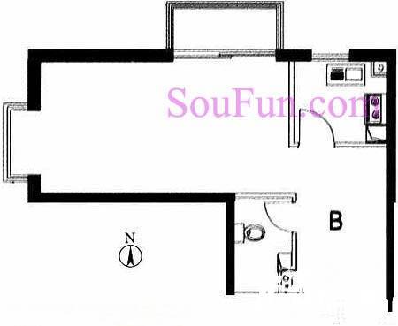 兴隆家园1室1厅1卫49.5㎡户型图