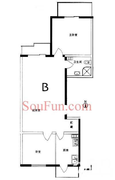 兴隆家园3室1厅1卫123.1㎡户型图