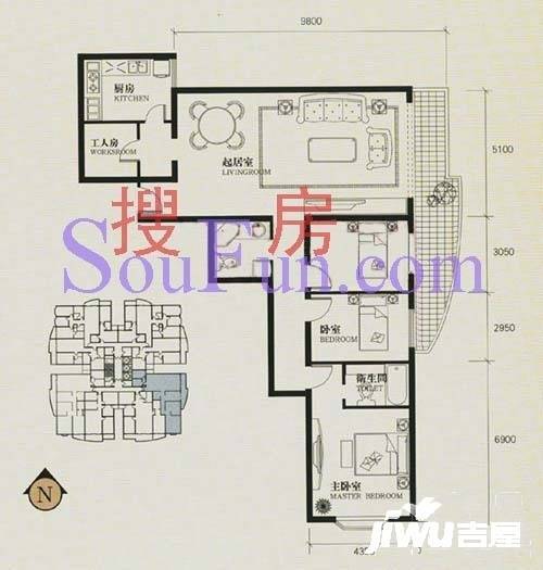 万豪国际3室2厅2卫189.7㎡户型图